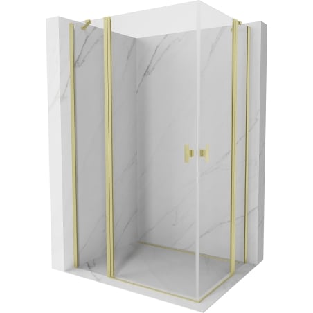 Mexen Mist Duo hinged shower enclosure 80 x 70 cm, transparent, brushed gold - 8A4-080-070-55-00