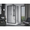 Mexen Apia sliding shower cabin 100 x 80 cm, transparent, black + Rio shower tray - 840-100-080-70-00-4510