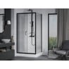 Mexen Apia sliding shower enclosure 100 x 80 cm, transparent, black + Rio shower tray - 840-100-080-70-00-4510