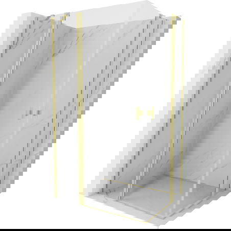 Mexen Mist Duo Hinged Shower Enclosure 120 x 75 cm, Transparent, Brushed Gold - 8A4-120-075-55-00