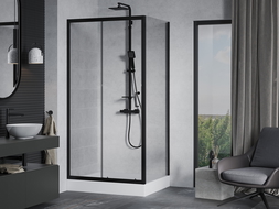 Mexen Apia extendable shower cubicle 100 x 80 cm, Transparent, Black + shower tray Rio - 840-100-080-70-00-4510