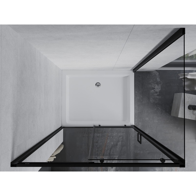 Mexen Apia sliding shower cabin 100 x 80 cm, transparent, black + Rio shower tray - 840-100-080-70-00-4510