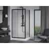 Mexen Apia Sliding Shower Enclosure 120 x 80 cm, Transparent, Black + Rio Shower Tray - 840-120-080-70-00-4510