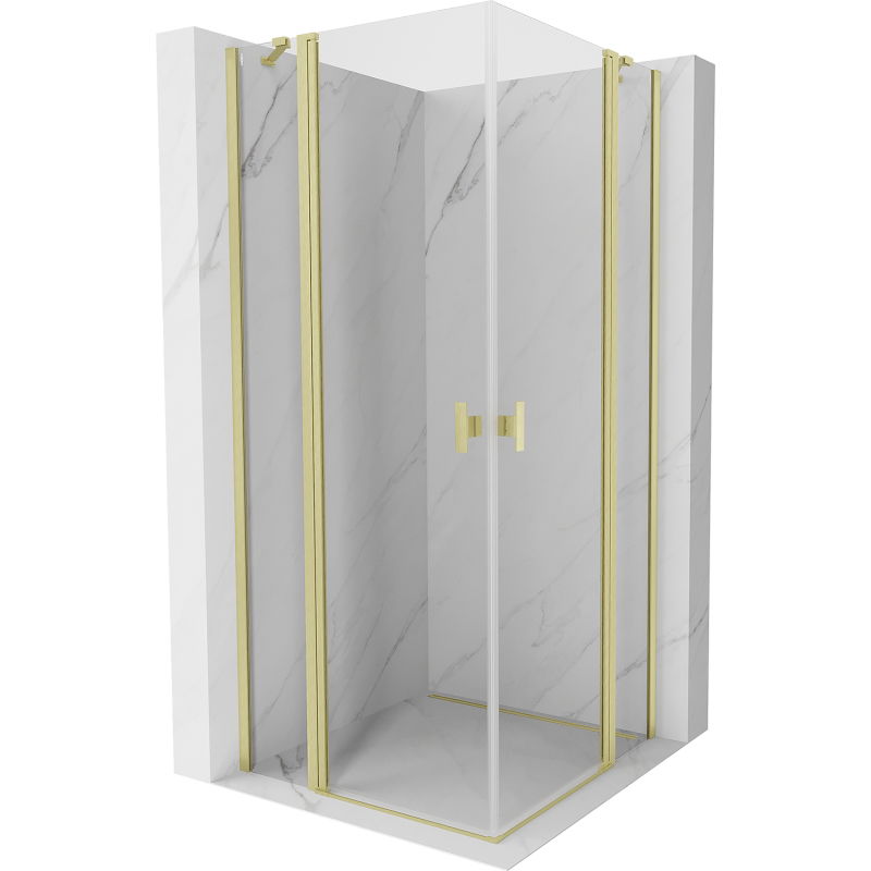 Mexen Mist Duo 95 x 95 cm Hinged Shower Enclosure, Transparent, Brushed Gold - 8A4-095-095-55-00