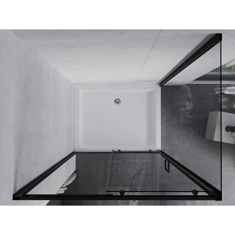 Mexen Apia sliding shower cabin 120 x 80 cm, transparent, black + Rio shower tray - 840-120-080-70-00-4510