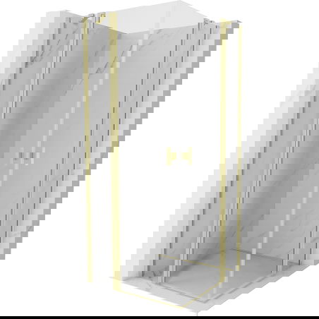 Mexen Mist Duo Hinged Shower Enclosure 100 x 100 cm, Transparent, Brushed Gold - 8A4-100-100-55-00