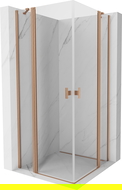 Mexen Mist Duo shower enclosure hinged 70 x 70 cm, transparent, brushed copper - 8A4-070-070-65-00
