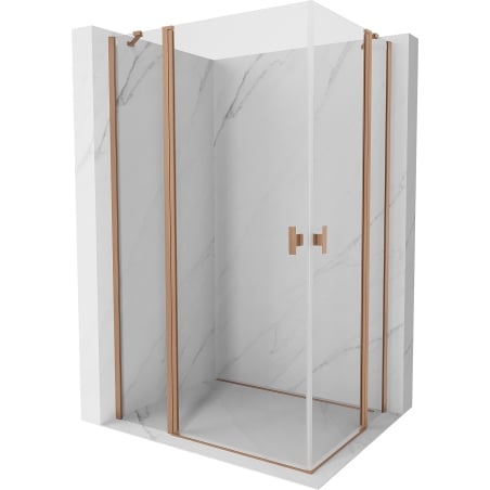 Mexen Mist Duo shower enclosure hinged 90 x 70 cm, transparent, brushed copper - 8A4-090-070-65-00