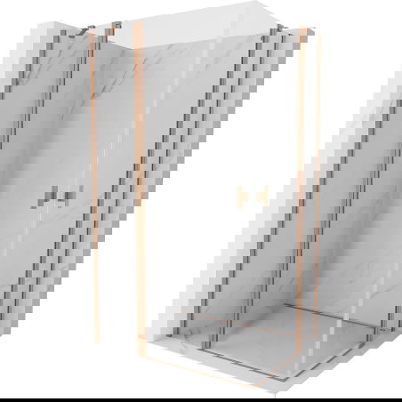 Mexen Mist Duo 95 x 70 cm Hinged Shower Enclosure, Transparent, Brushed Copper - 8A4-095-070-65-00