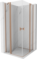 Mexen Mist Duo 80 x 80 cm Pivot Shower Enclosure, Transparent, Brushed Copper - 8A4-080-080-65-00