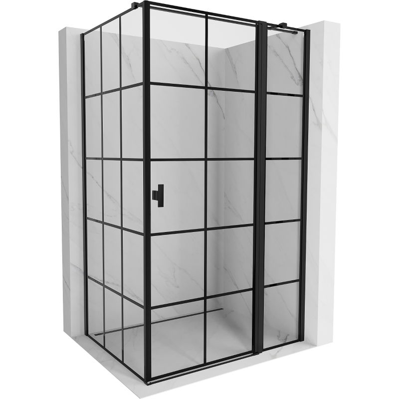 Mexen Mist T right opening shower enclosure 85 x 70 cm, black grid, black - 8A4T-085-070-70-77-P