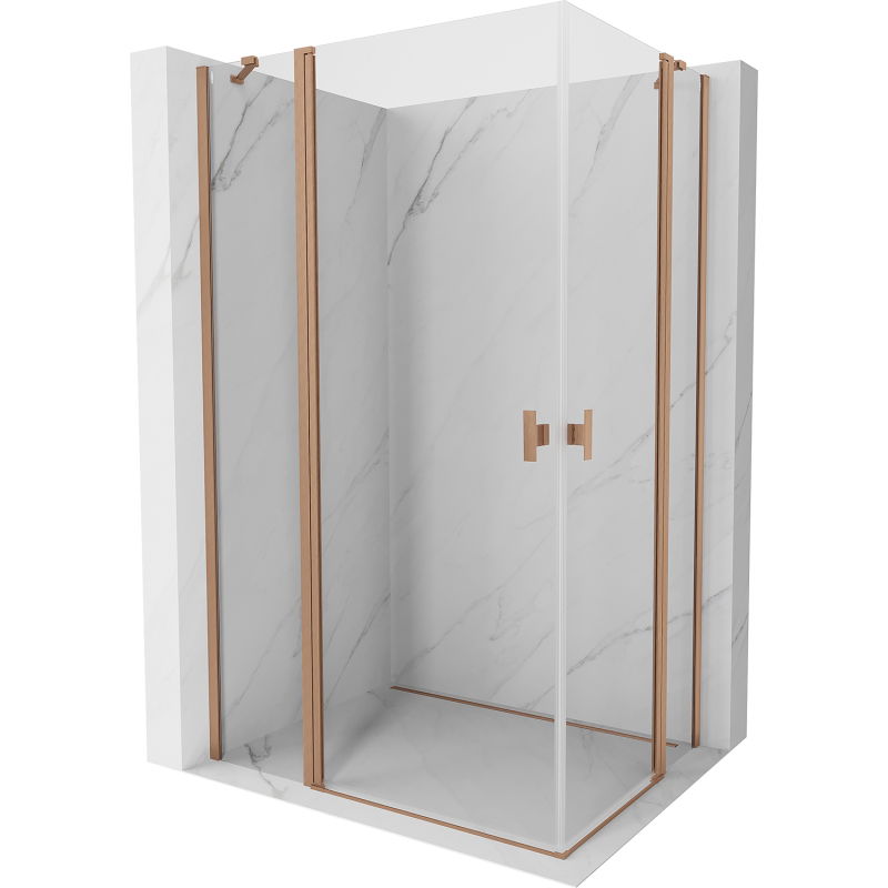 Mexen Mist Duo shower enclosure hinged 100 x 90 cm, transparent, brushed copper - 8A4-100-090-65-00