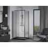 Mexen Apia extendable shower cubicle 100 x 70 cm, Transparent, Chrome + shower tray Flat, Black - 840-100-070-01-00-4070