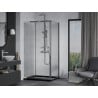 Mexen Apia extendable shower cubicle 100 x 70 cm, Transparent, Chrome + shower tray Flat, Black - 840-100-070-01-00-4070