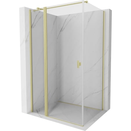 Mexen Mist T 90 x 100 cm Hinged Shower Enclosure, Transparent, Brushed Gold - 8A4T-090-100-55-00