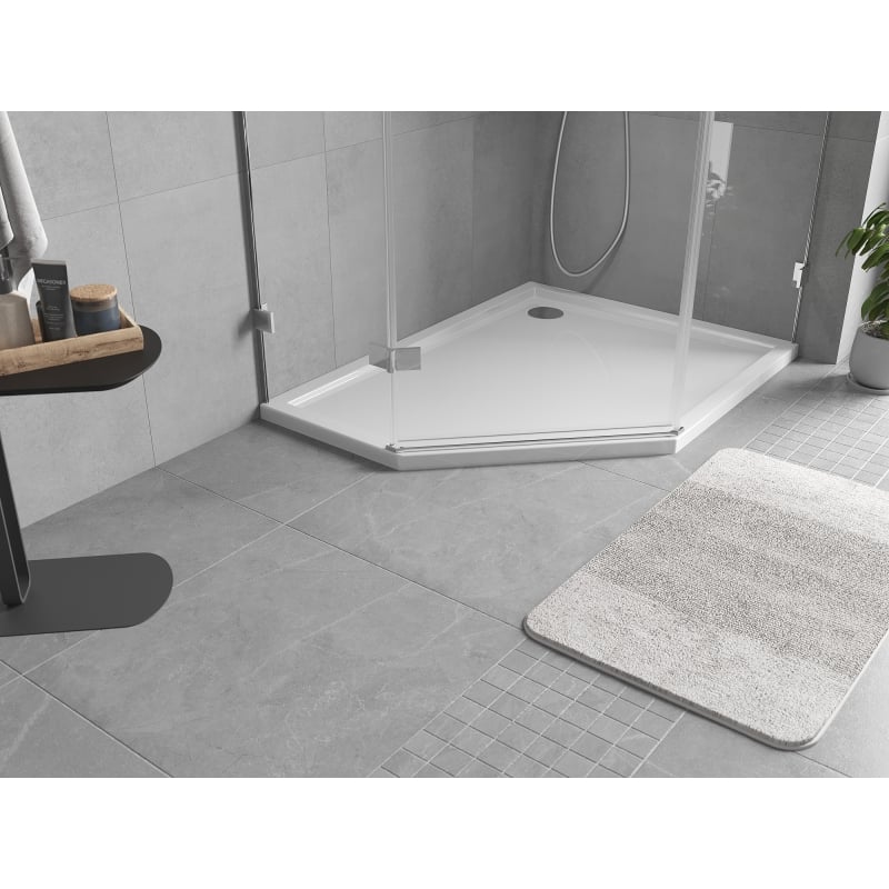 Mexen Flow pentagonal slim shower tray right 90 x 80 cm, white gloss - 46P108090R