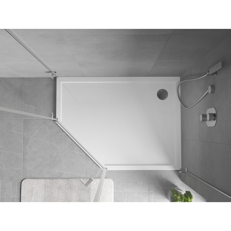 Mexen Flow pentagonal slim shower tray right 90 x 80 cm, white gloss - 46P108090R