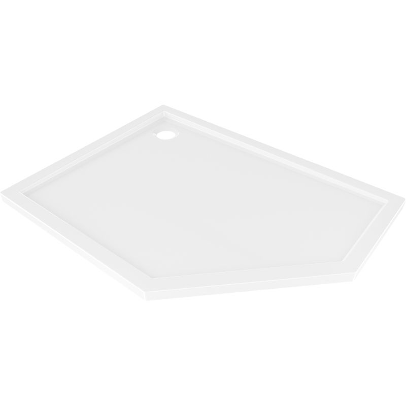 Mexen Flow pentagonal slim shower tray left 100 x 80 cm, white gloss - 46P108010L