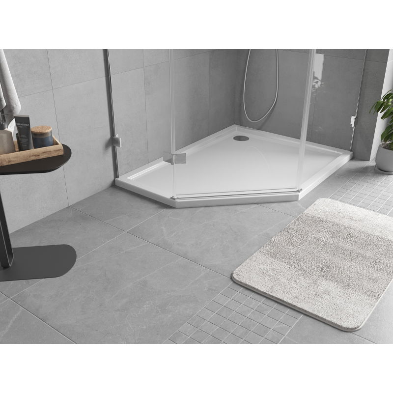 Mexen Flow pentagonal slim shower tray right 100 x 80 cm, white gloss - 46P108010R