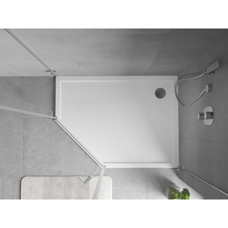 Mexen Flow pentagonal slim shower tray right 100 x 80 cm, white gloss - 46P108010R