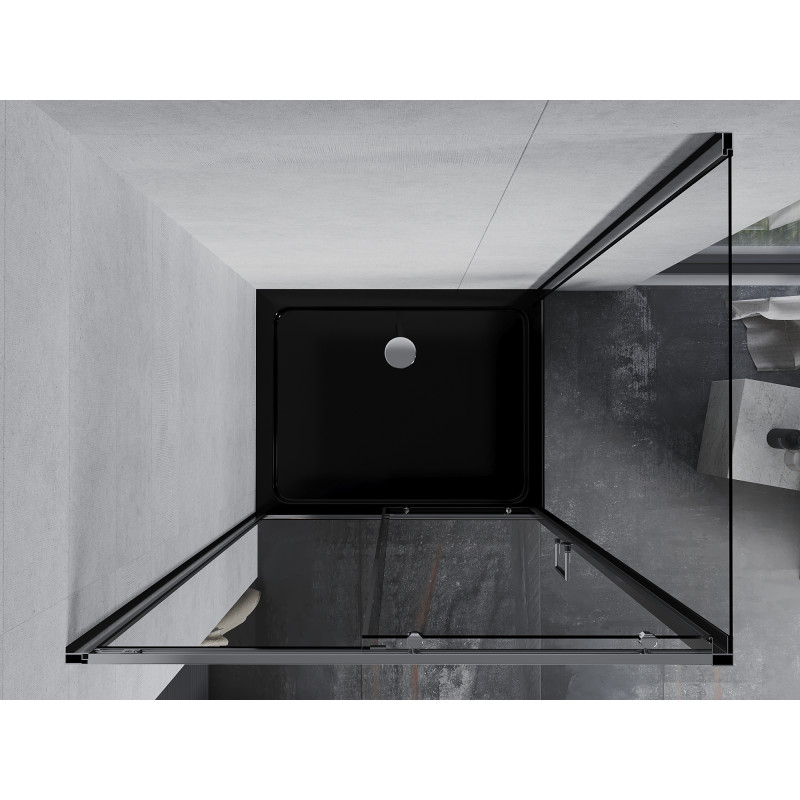 Mexen Apia sliding shower cabin 120 x 80 cm, transparent, chrome + Flat black shower tray - 840-120-080-01-00-4070