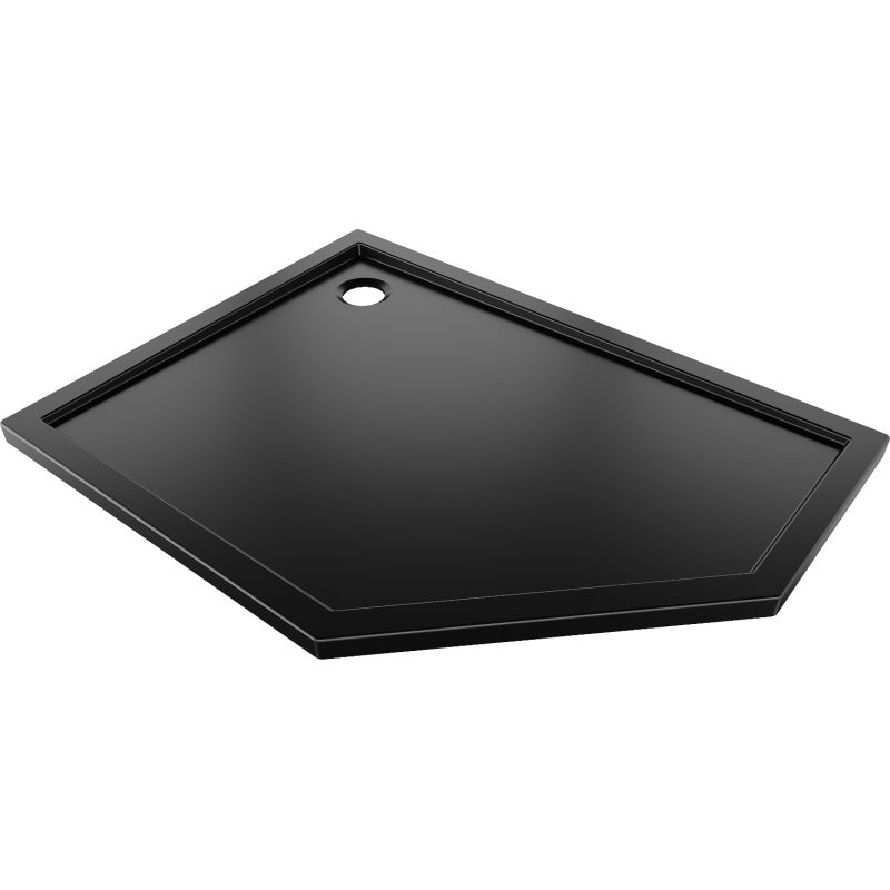 Mexen Flow pentagonal shower tray slim left 100 x 80 cm, black matte - 46P708010L