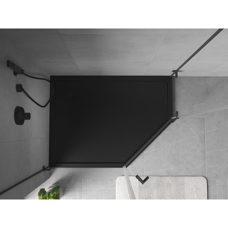 Mexen Flow pentagonal shower tray slim left 100 x 80 cm, black matt - 46P708010L