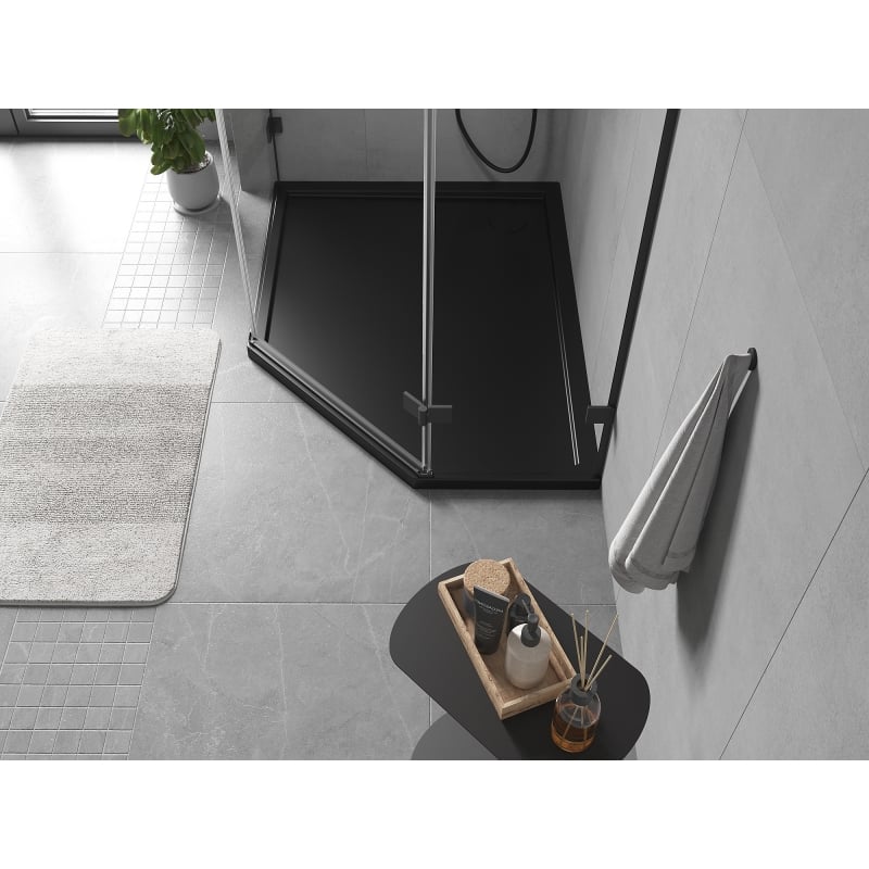 Mexen Flow pentagonal shower tray slim left 100 x 90 cm, black matt - 46P709010L