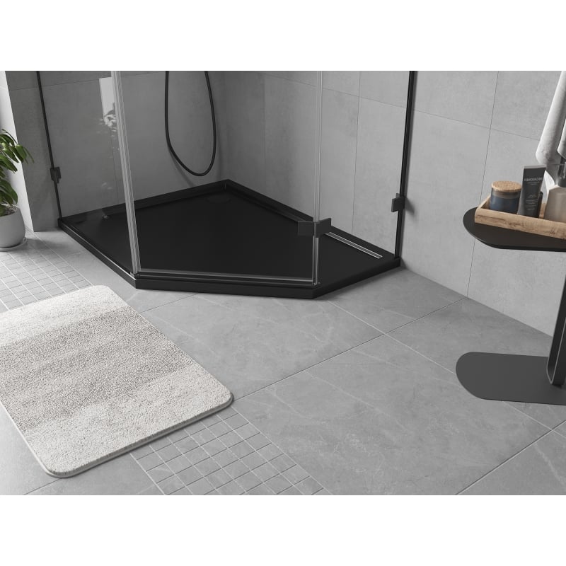 Mexen Flow pentagonal shower tray slim left 100 x 90 cm, black matt - 46P709010L
