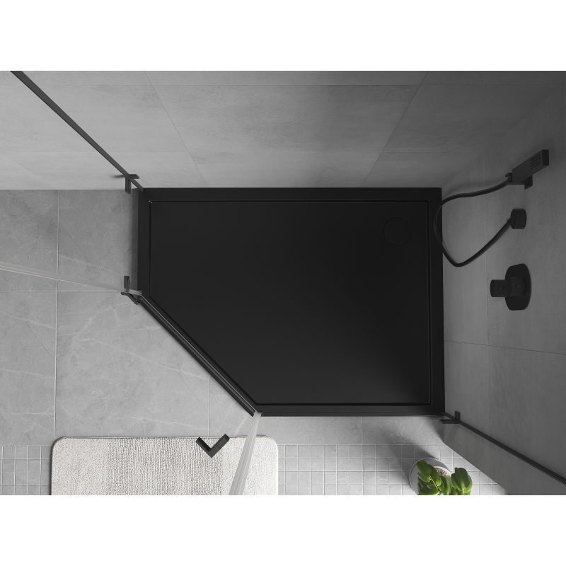 Mexen Flow pentagonal shower tray slim right 100 x 90 cm, black matte - 46P709010R