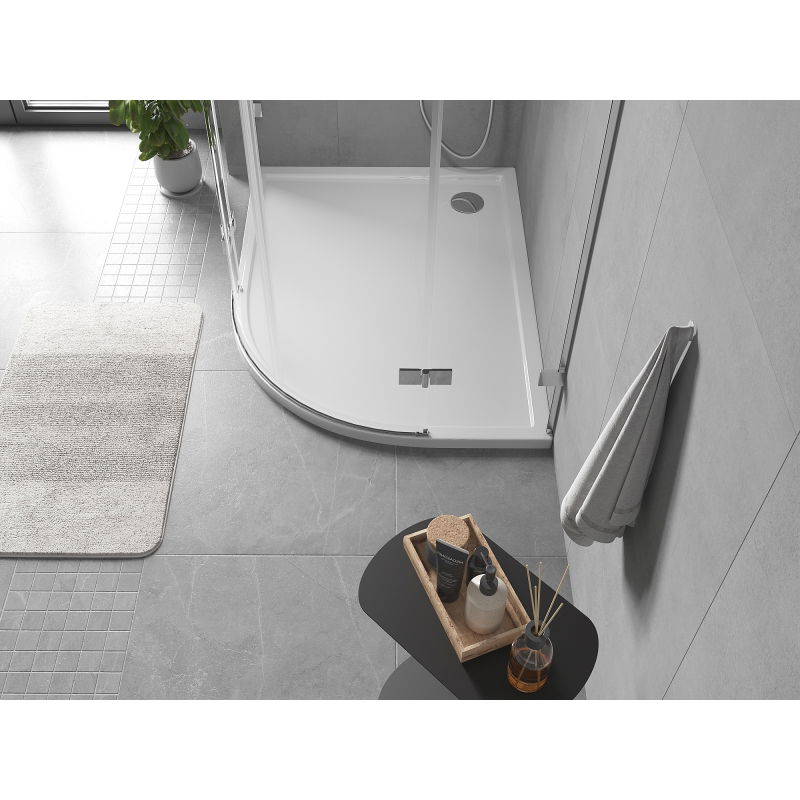 Mexen Flow semi-circular asymmetric slim shower tray left 90 x 80 cm, white gloss - 46Q108090L
