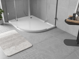 Mexen Flow semi-circular asymmetric slim left shower tray 90 x 80 cm, white gloss - 46Q108090L