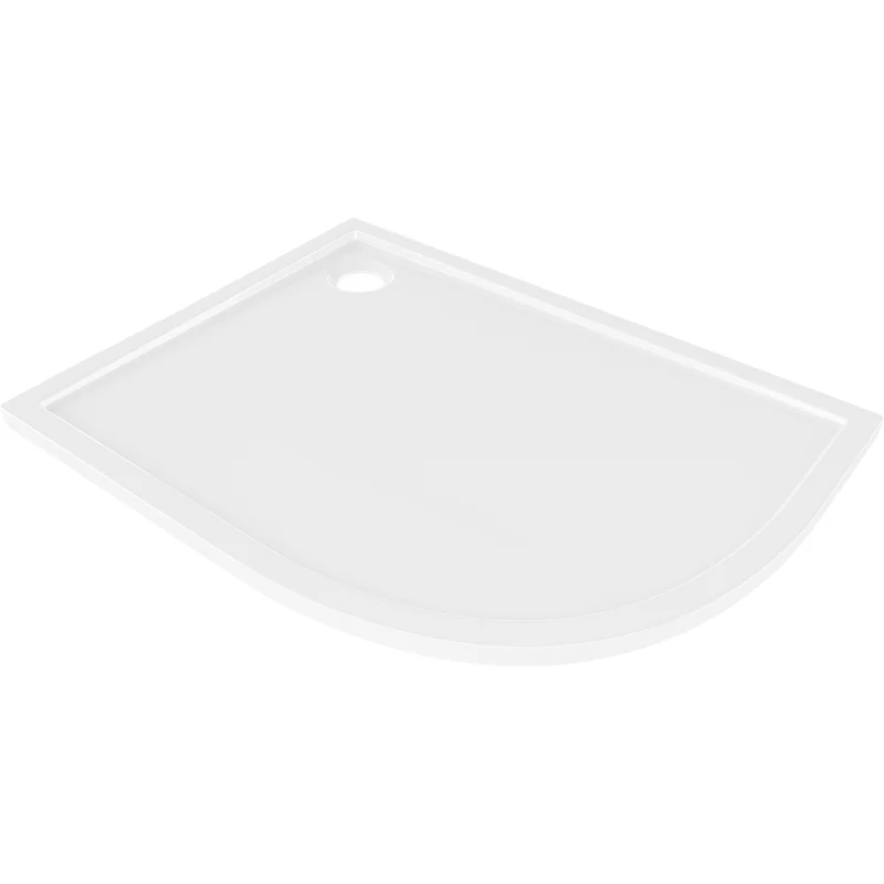 Mexen Flow semi-circular asymmetric slim left shower tray 100 x 80 cm, white gloss - 46Q108010L
