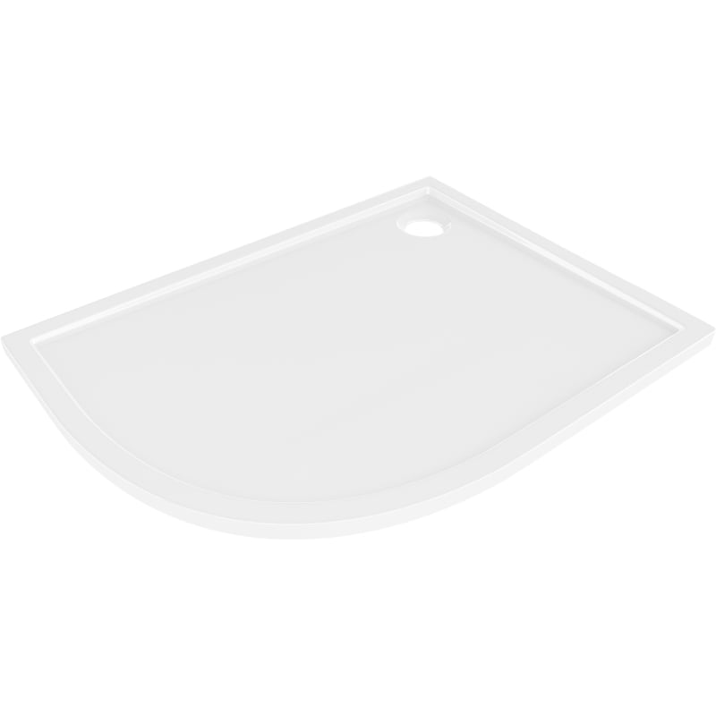 Mexen Flow semi-circular asymmetric slim shower tray right 100 x 80 cm, white gloss - 46Q108010R