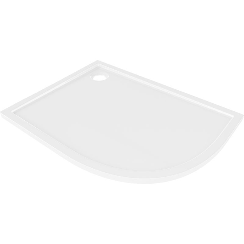 Mexen Flow semi-circular asymmetrical slim left shower tray 100 x 90 cm, glossy white - 46Q109010L