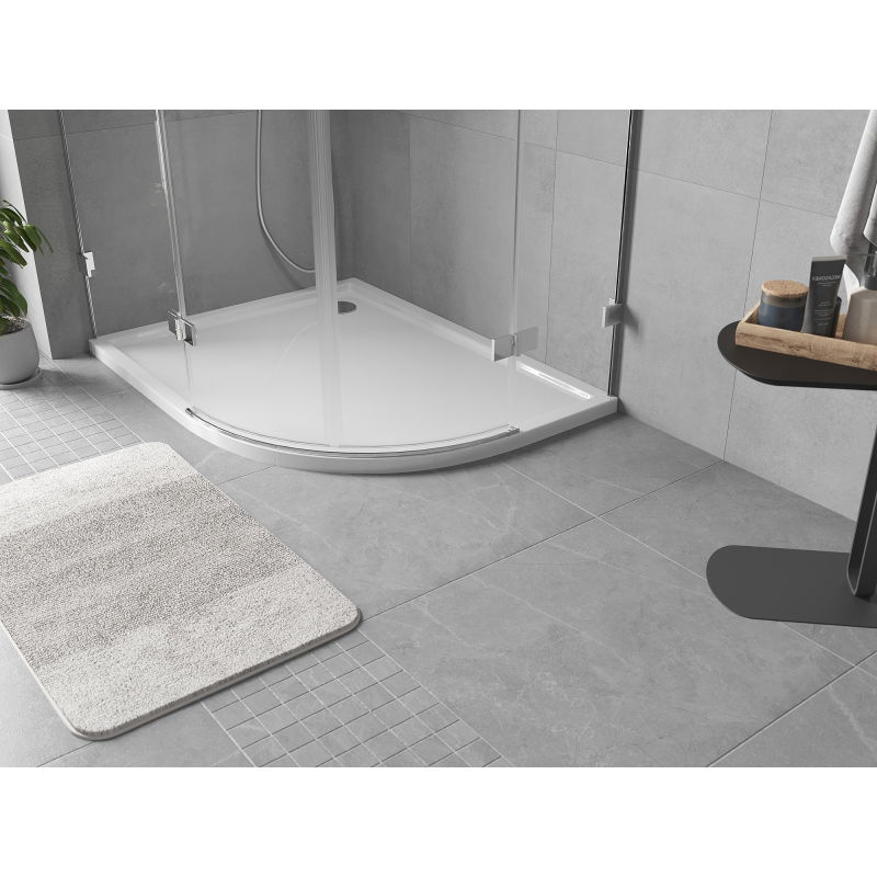 Mexen Flow semi-circular asymmetrical slim left shower tray 100 x 90 cm, white gloss - 46Q109010L