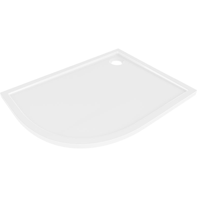 Mexen Flow semicircular asymmetric slim right shower tray 100 x 90 cm, white gloss - 46Q109010R