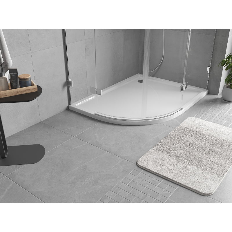 Mexen Flow slim asymmetrical right semicircular shower tray 100 x 90 cm, white gloss - 46Q109010R
