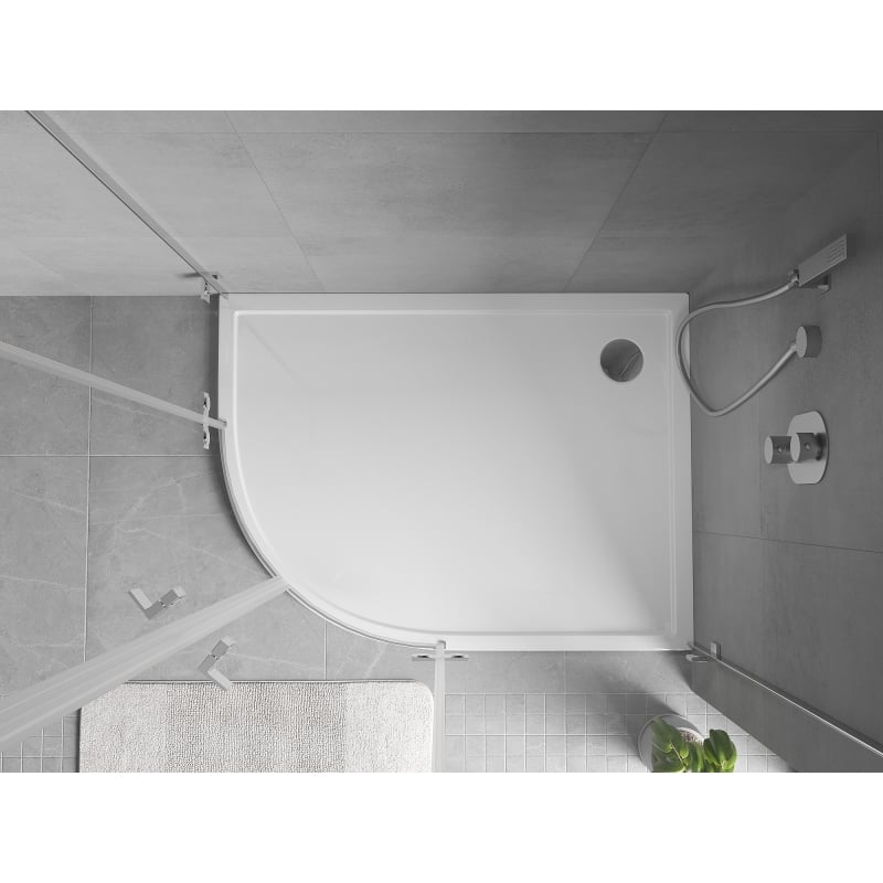 Mexen Flow slim asymmetrical right semicircular shower tray 100 x 90 cm, white gloss - 46Q109010R