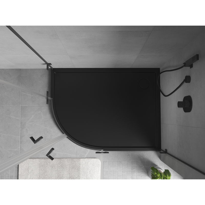 Mexen Flow semi-circular asymmetric slim shower tray right 100 x 80 cm, black matte - 46Q708010R
