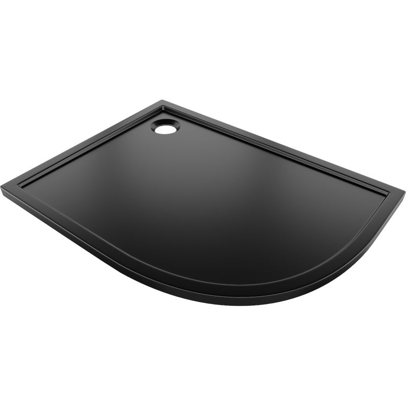 Mexen Flow semicircular asymmetric slim left shower tray 100 x 90 cm, black matte - 46Q709010L