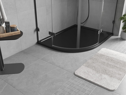 Mexen Flow semi-circular asymmetric slim right shower tray 100 x 90 cm, black matt - 46Q709010R