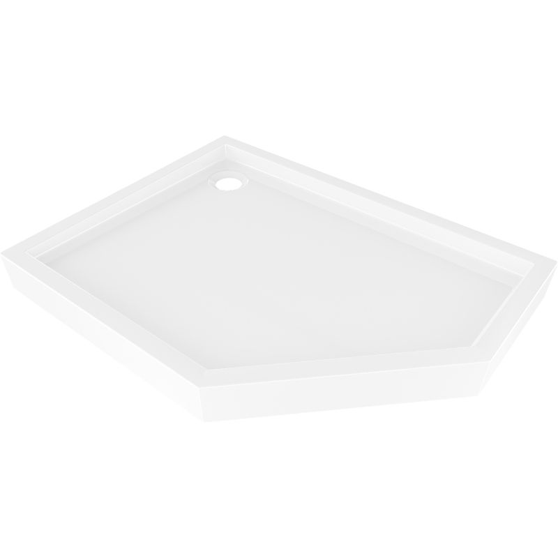 Mexen Flow+ pentagonal tray left 90 x 80 cm, white gloss - 46P108090LH