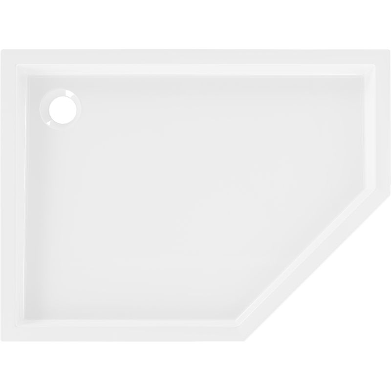 Mexen Flow+ pentagonal tray left 90 x 80 cm, white gloss - 46P108090LH