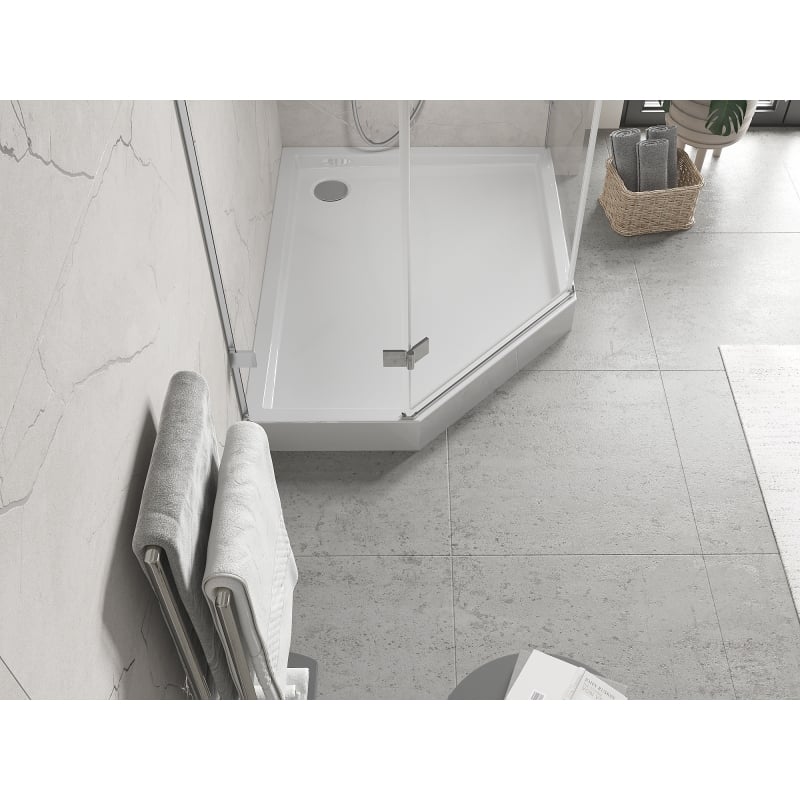 Mexen Flow+ pentagonal shower tray right 90 x 80 cm, white gloss - 46P108090RH