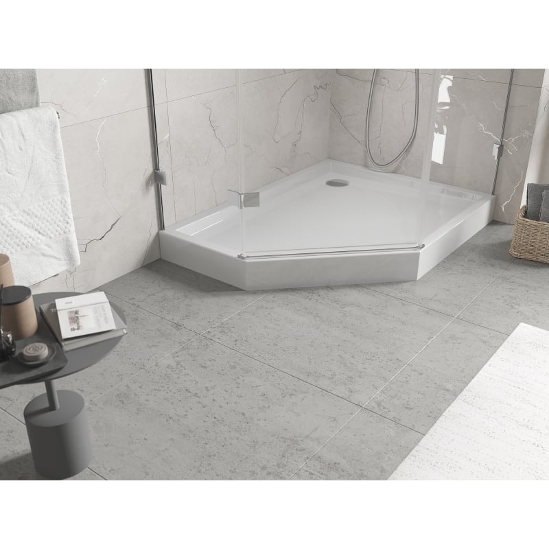 Mexen Flow+ pentagonal shower tray right 90 x 80 cm, white gloss - 46P108090RH