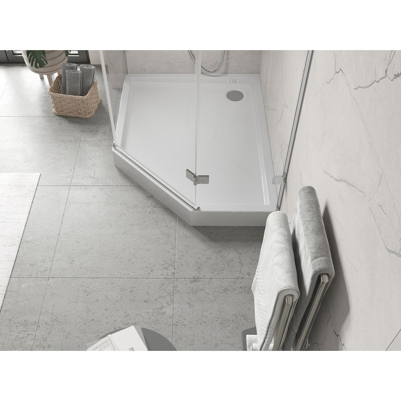 Mexen Flow+ left pentagonal shower tray 100 x 80 cm, white gloss - 46P108010LH