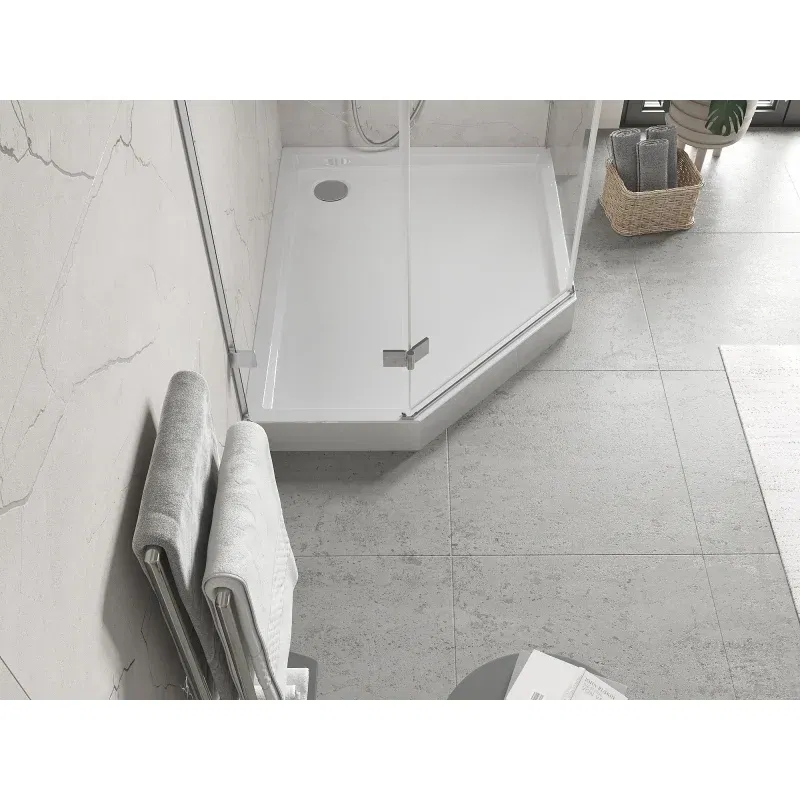 Mexen Flow+ pentagonal shower tray right 100 x 80 cm, white gloss - 46P108010RH