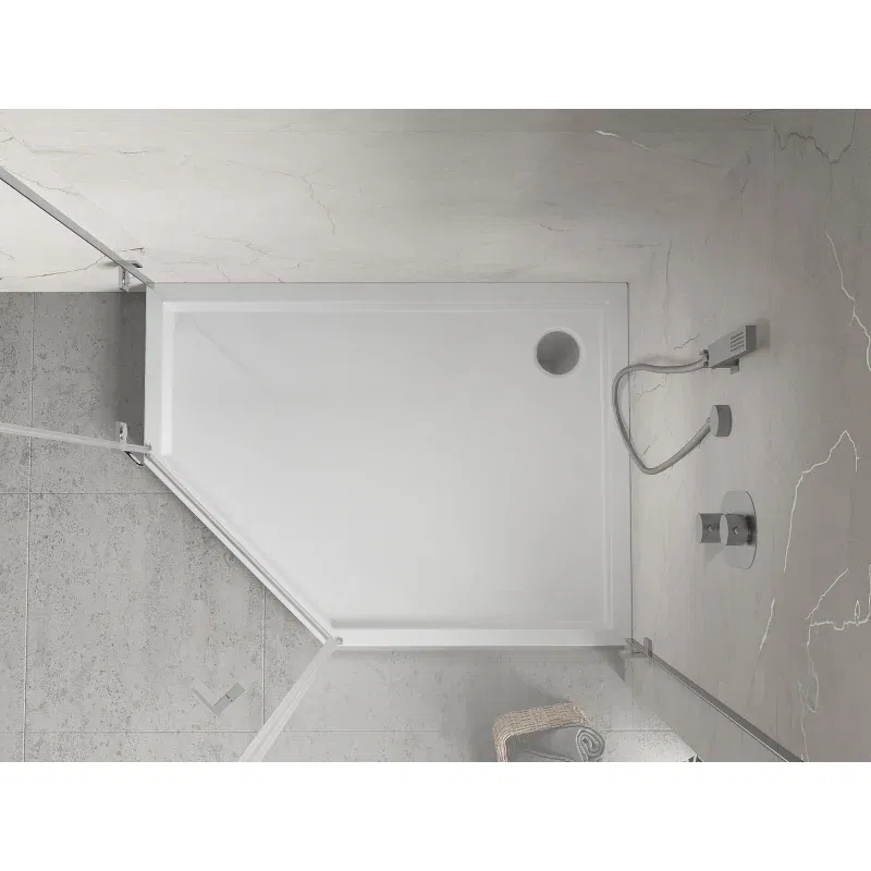 Mexen Flow+ pentagonal shower tray right 100 x 80 cm, white gloss - 46P108010RH