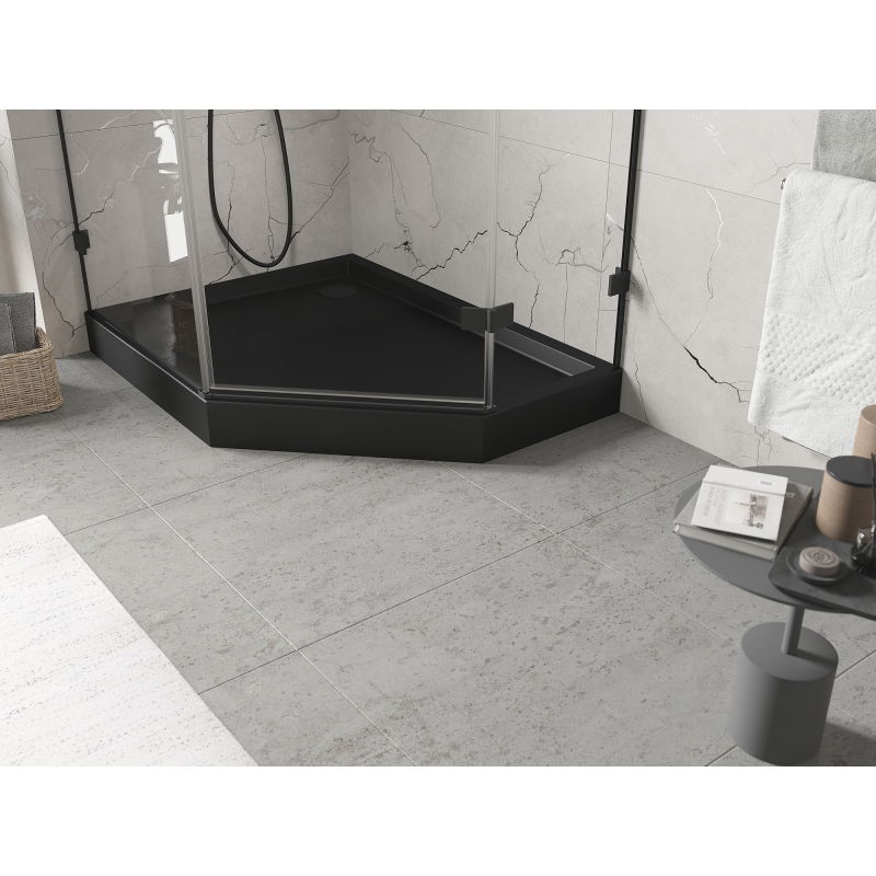Mexen Flow+ pentagonal left shower tray 90 x 80 cm, black matte - 46P708090LH